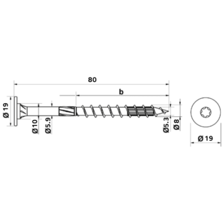 BI VITE PER LEGNO TP 8X80
