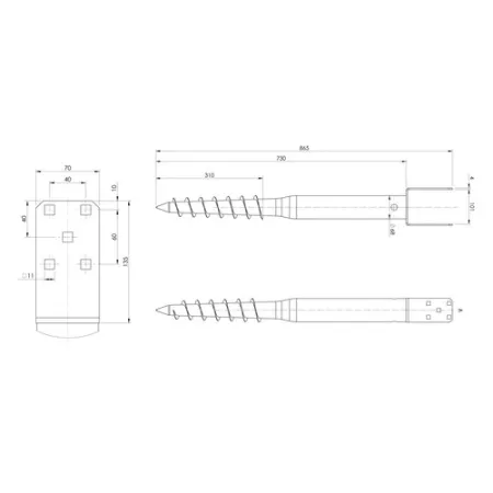 PORTAPILASTRO A VITE T233/100 100x865 ZC