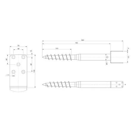 PORTAPILASTRO A VITE T233/120 120x865 ZC